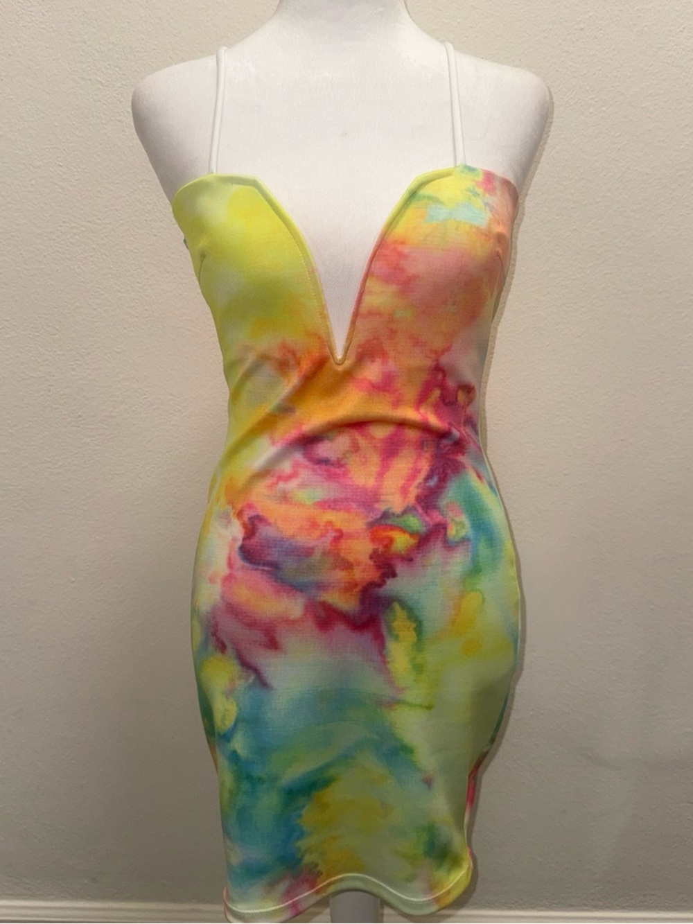 Forever 21 Rainbow Tie Dye Bodycon Dress
